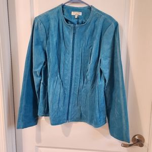 Yvonne & Marie large blue leather jacket